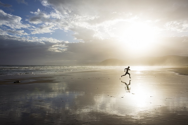 runner on a beach