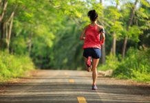 woman starting a run