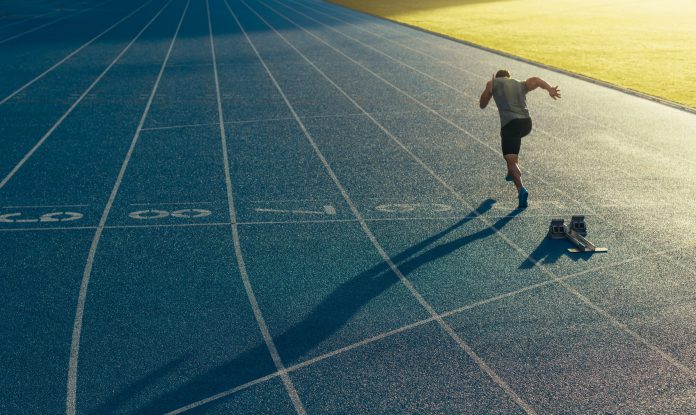 Sprinter running on track track running