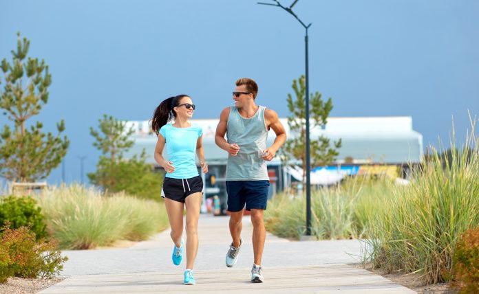 couple runner with sunglasses